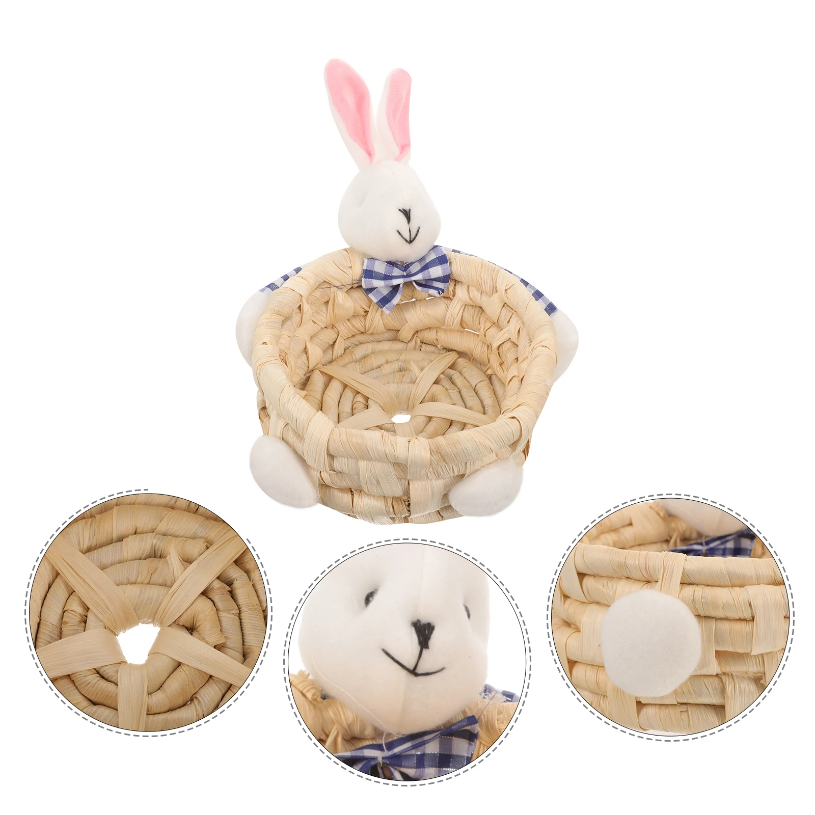 

Woven Storage Baskets Cute Organizer Small Basket For Makeup Fruits Bedroom Living Room Decor Shallow Cloth-Lined