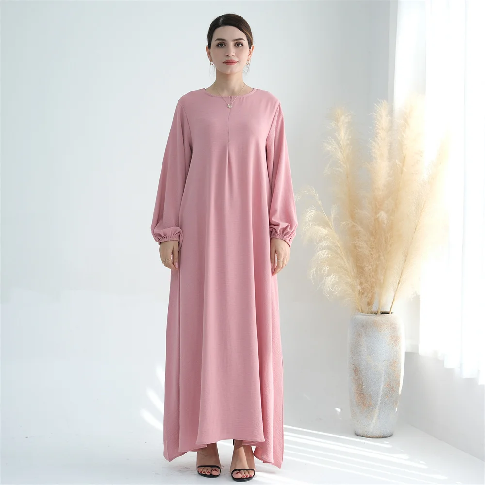 

2024 New Ramadan Modest Dress Abaya Dubai Soft Crepe Muslim Palestine Plain Kaftan Dresses Abayas For Women Islam Robe Musulmane