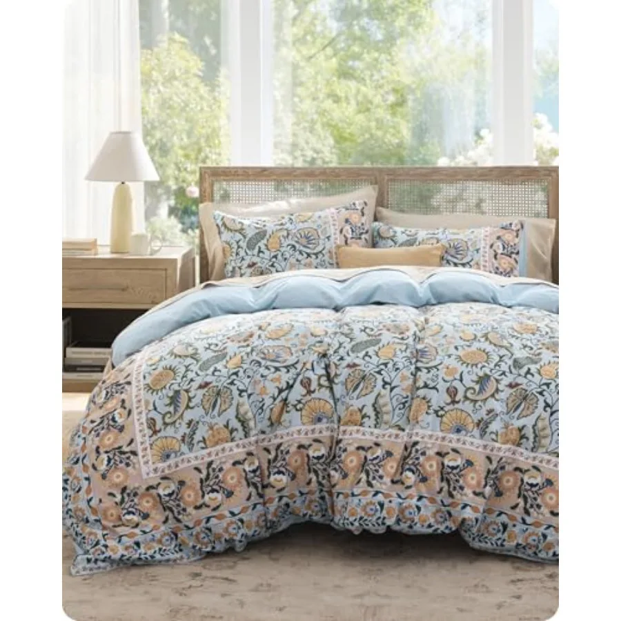 

Duvet Cover King Size 1% Cotton Reversible Classic Frame Bordered Duvet Cover Set, 3 Pieces Soft and Breathable PureWoven Beddi