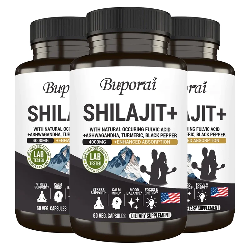 Shilajit+ Capsules - Enriched with Ashwagandha Extract for Energy, Muscle Strength Immunity, Endurance for Adult, Relieve Stress