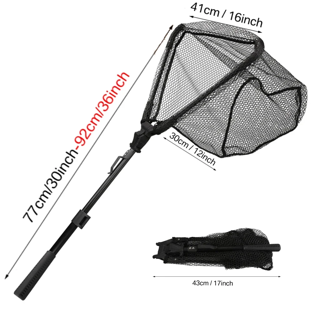 Fishing Net Collapsible Fish Landing Net with Telescoping Anti-Slip Pole  Handle for Saltwater Freshwater Extending to 80/115CM - AliExpress 18