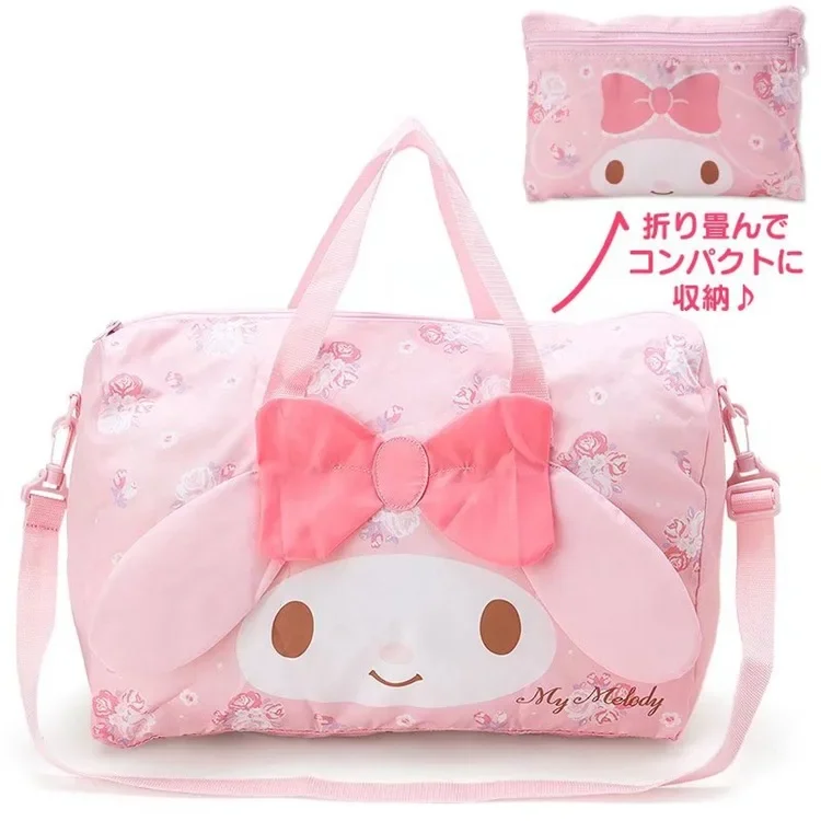 Sanrio bolsa mensageiro à prova d'água, carrinho de viagem, grande capacidade, bolsa de armazenamento, hello kitty, bolsa de ombro dobrável fofa