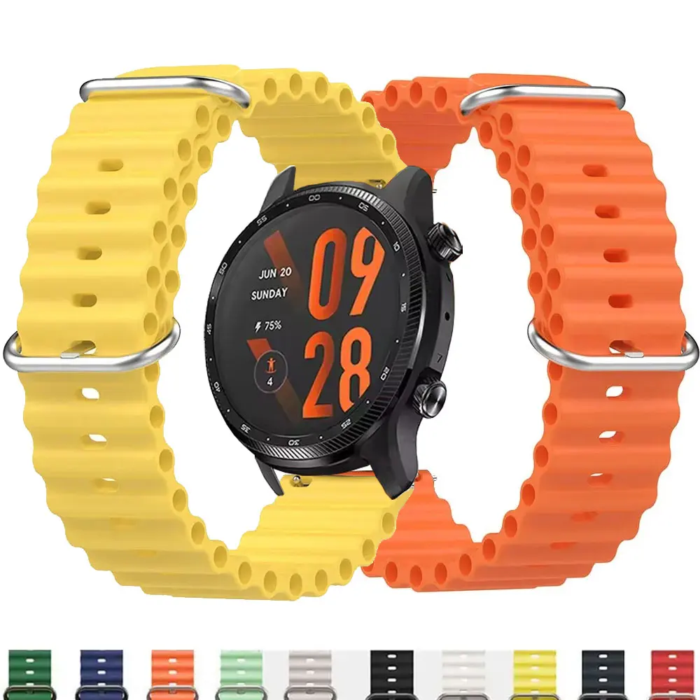 Ozean Silikon Armband 22mm 20mm Uhr Band Für TicWatch Pro 3 Ultra E3 E2 S2 Pro X GTW 2021 Smartwatch Armbänder Frauen Männer Correa