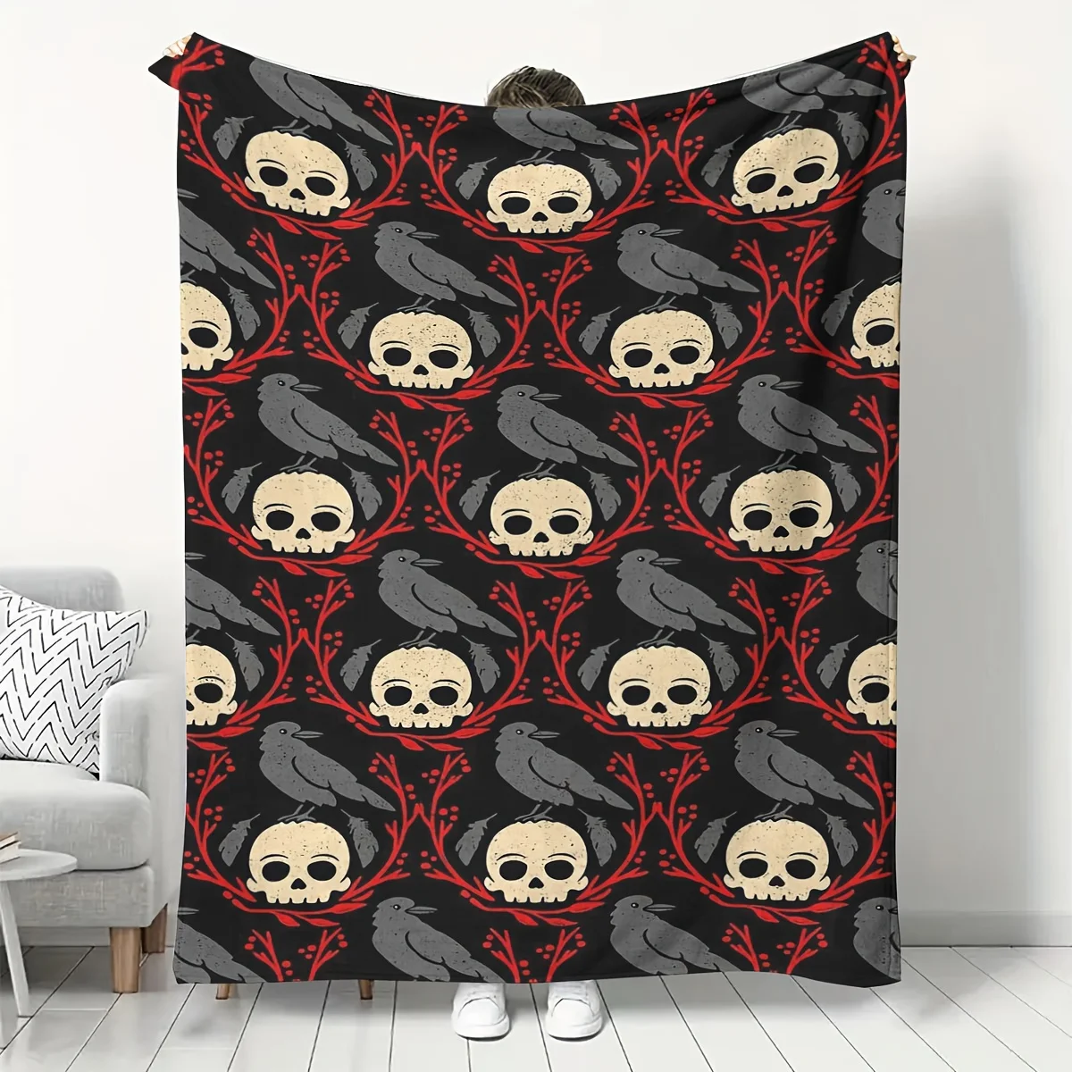 

Skull Flannel Blanket - Bed, Sofa, Office, Travel, Gift, Decoration, Chair, Cozy and Warm, Christmas