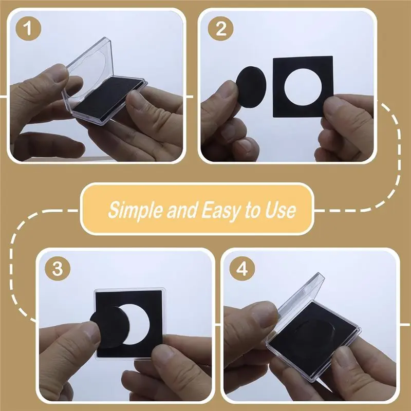 ABUP-Clear For Coin Capsules 50 PCS, For Coin Snaps Holders In 5 Sizes Black Gaskets Case For Coin Collection Supplies