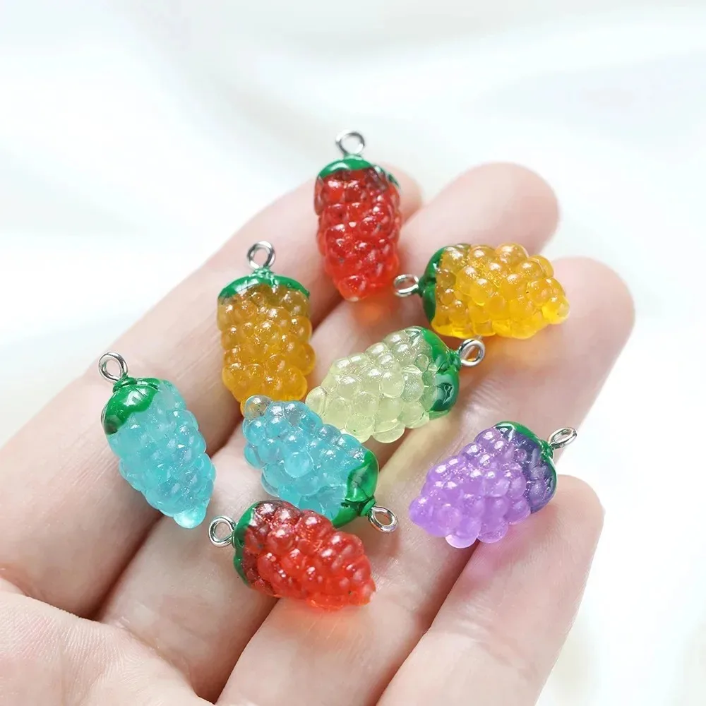 10Pcs 12x23mm Simulation Grape Fruit Resin Charms Pendants Jewelry Making Parts For DIY Earrings Necklaces Keychains
