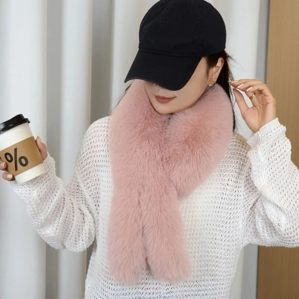 

Soft Fluffy Fur Scarf Thicken Solid Color Warm Neckerchief Cold Resistant Imitation Fox Hair Neck Covers Neck Warmers