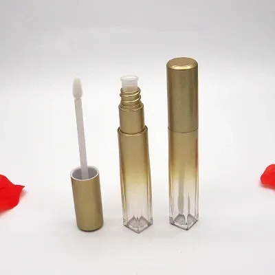 Bouteille Tube de brillant à lèvres en plastique doré dégradé givré de 8ml, 50 pièces, accessoires de voyage, conteneurs d'emballage cosmétique de maquillage