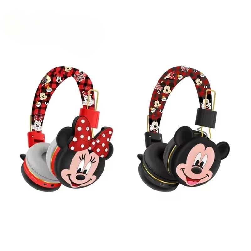 

Cartoon Mickey Minnie Bluetooth Headsets Game Doodle Wireless Headphones Earphones Mic For Kids Boy Girl Gifts Support TF Card