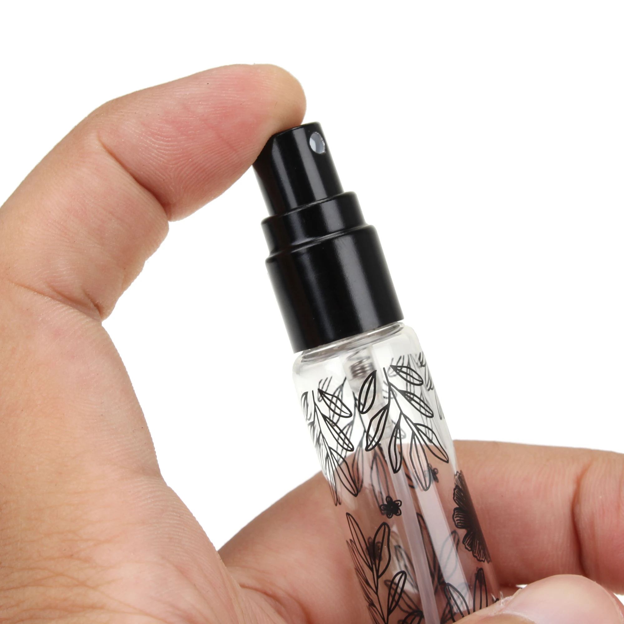 10ml Portable Leaf Decorative Pattern Glass Perfume Bottle With Atomizer Empty Cosmetic Mini Refillable Bottles