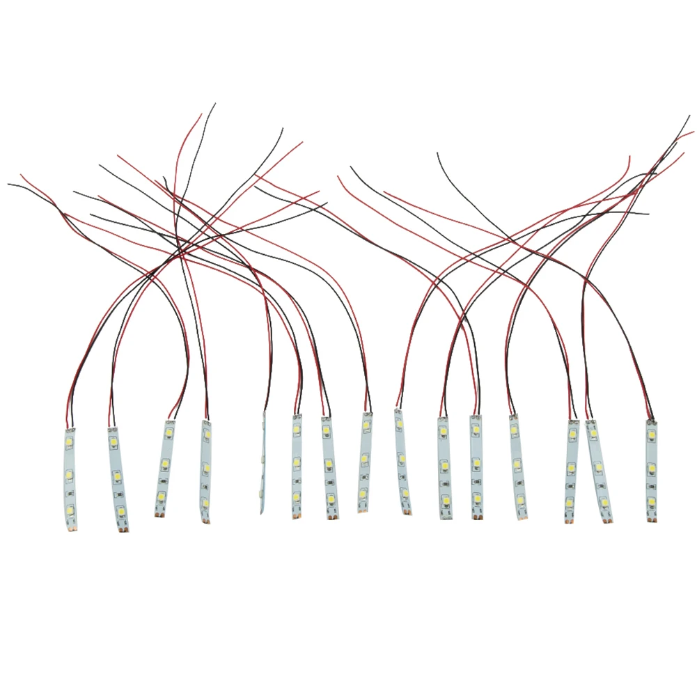 Brand New 15 * LED Light Strip Light Strip With Cable 20 Cm Long 10pcs 50 X 8 X 2.5mm LED For Railway & Building Layout!