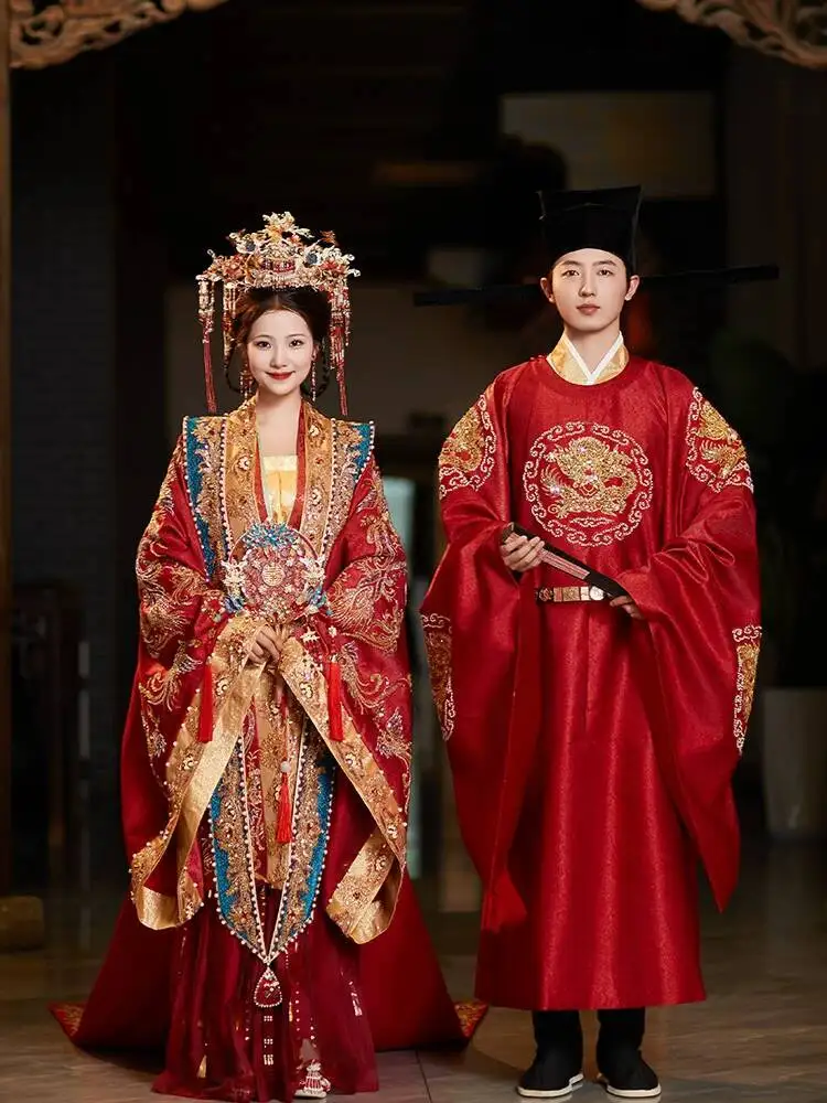 

Song Dynasty Hanfu Wedding Dress, Intricately Crafted Ancient Chinese Bridal Gown, Phoenix Crown And Veil, 2026 New Model For