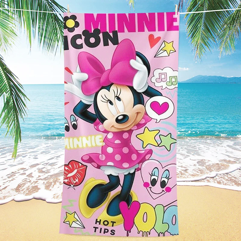 Beach Towel Cute Minnie Pink Charming Summer 3D Printing Super Clear Children and Adults Microfiber Material Soft Comfortable