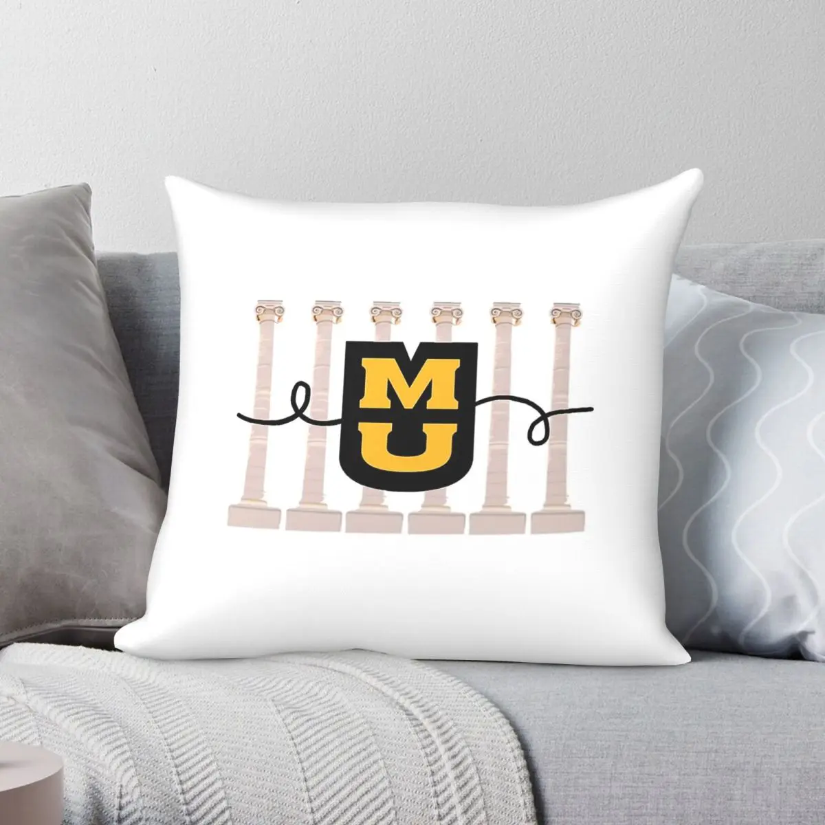 The Column Missouri Square Pillowcase Polyester Linen Velvet Creative Zip Decorative Car Cushion Cover Wholesale