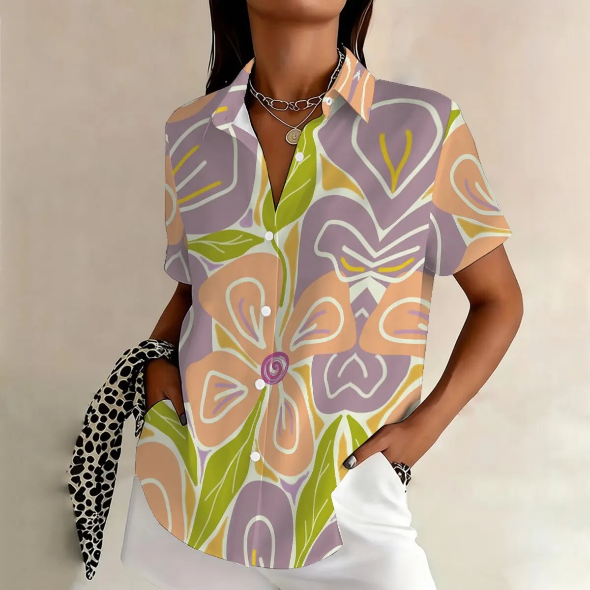 

Women's Plus Size Fashion Floral Print Shirt, Loose Fit, Breathable, Relaxed, Slimming Top