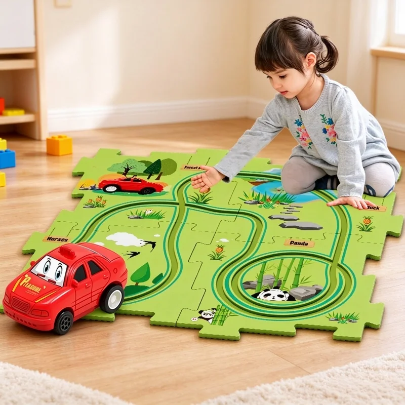 Indoor Railcar Game Electric Toys for Kids Puzzle Traffic Track Race Car Flexible Assembly Racing Car Children Education Gifts