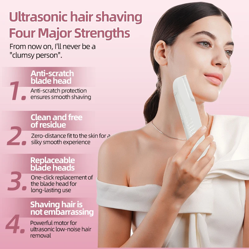 

Women's Facial Hair and Vellus Hair Removal Tool Electric Sonic Skin Exfoliating Razor for Women Beard & Eyebrow Trimmer Reusabl