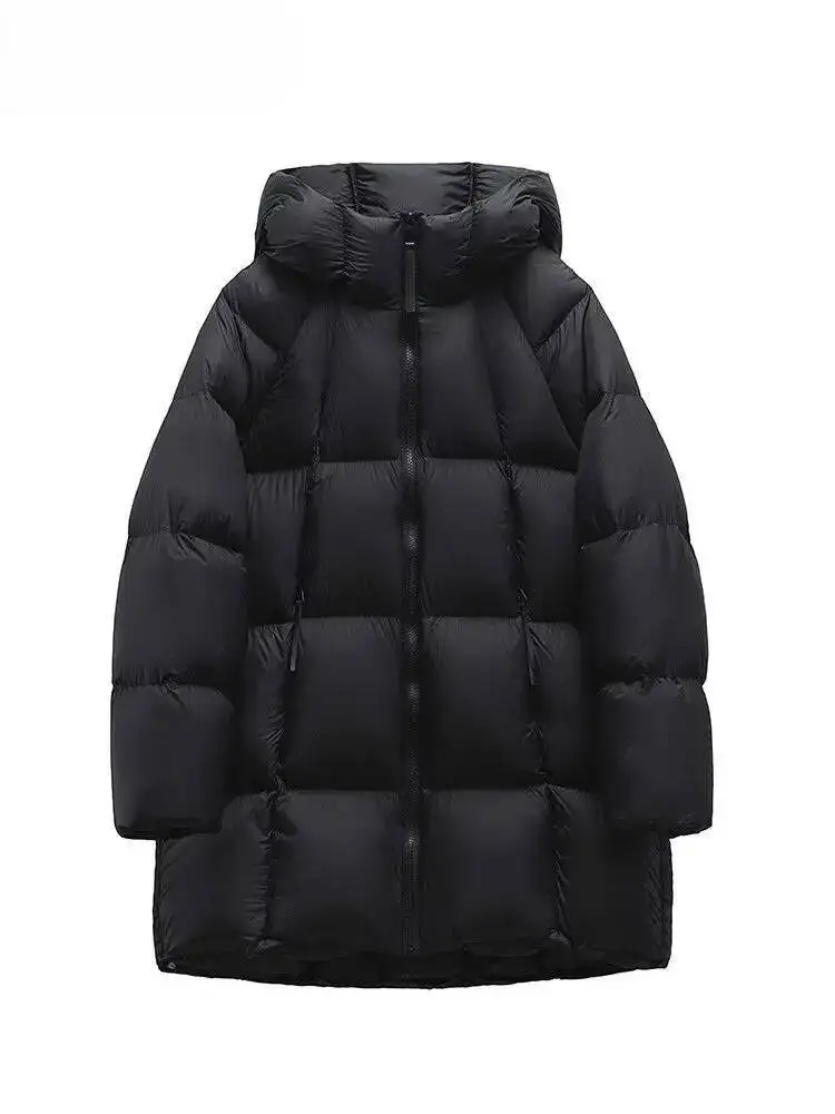 Auutmn Winter Puffer Jacket Women Hooded Stand Collar Long Sleeve Thick Medium Long Padded Coat Female Streetwear Outwear Parkas