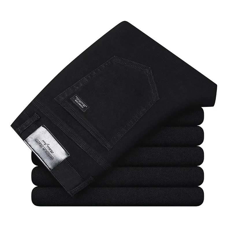 

Новые мужские джинсы-стрейч 2026 года: летние/весенние, чисто черные, зауженные, прямые, деловые/повседневные, в корейском винтажном стиле, из денима