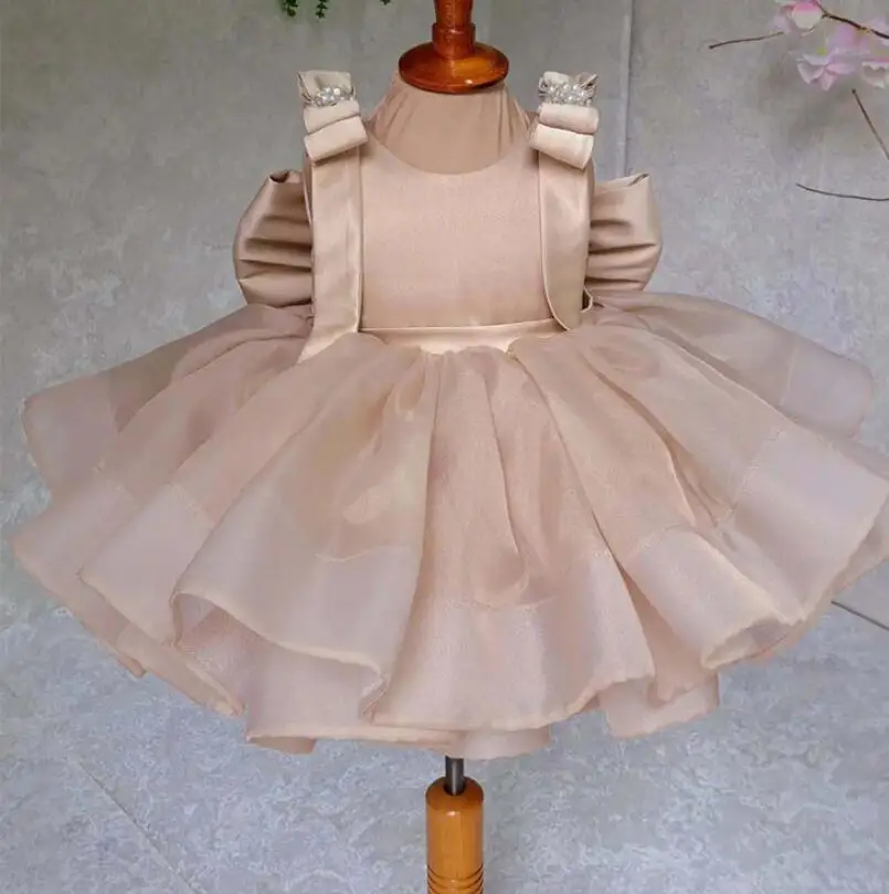 New Children's Elegant Evening Princess Ball Gown Girls Cute Big Bow Design Birthday Party Wedding Fluffy Dress g1299