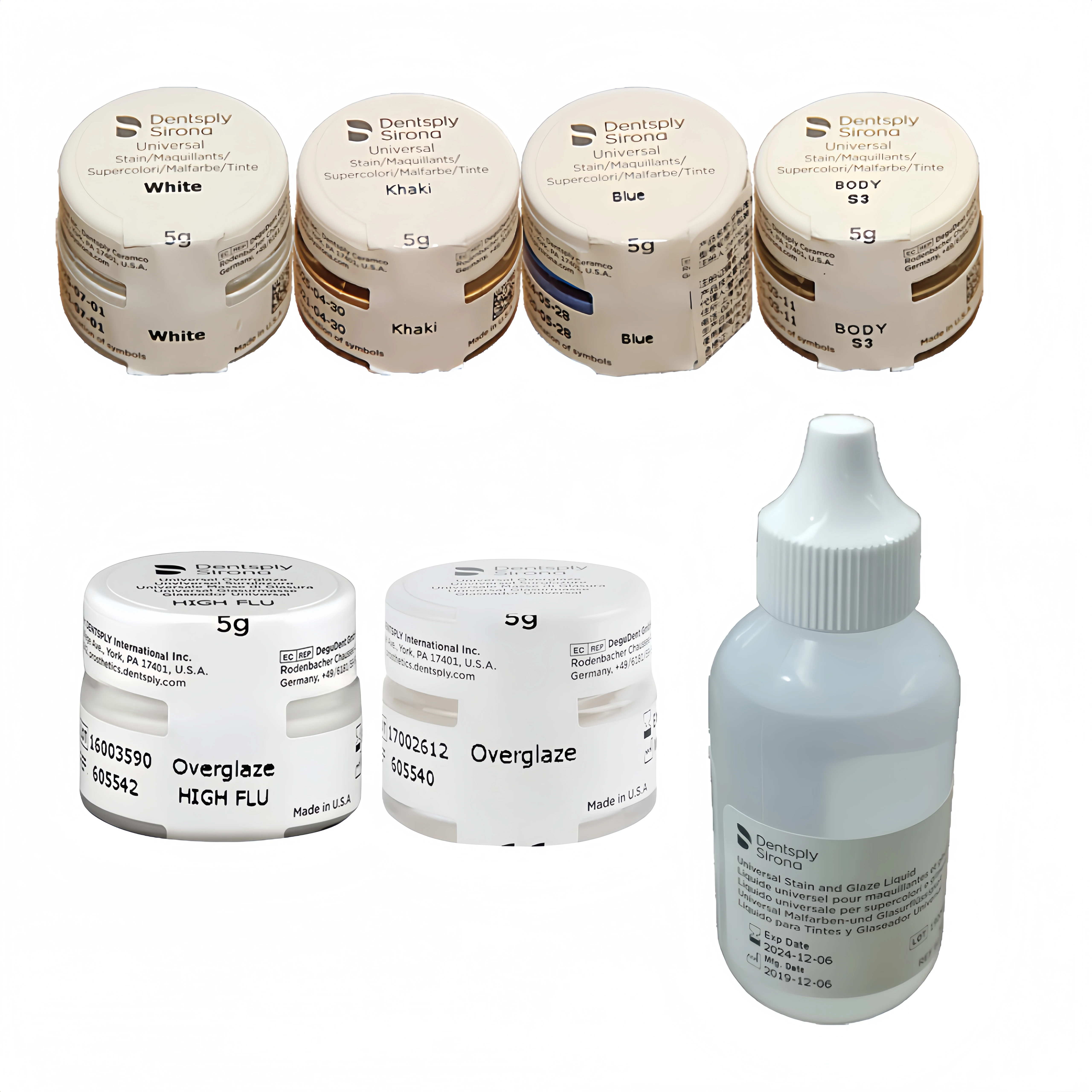 Dentsply Sirona Universal Stain 5g Жидкость для глазури 50 мл Высокая глазурь HIGH FLU 5 г Материал для стоматологической лаборатории Глазурьная жидкость