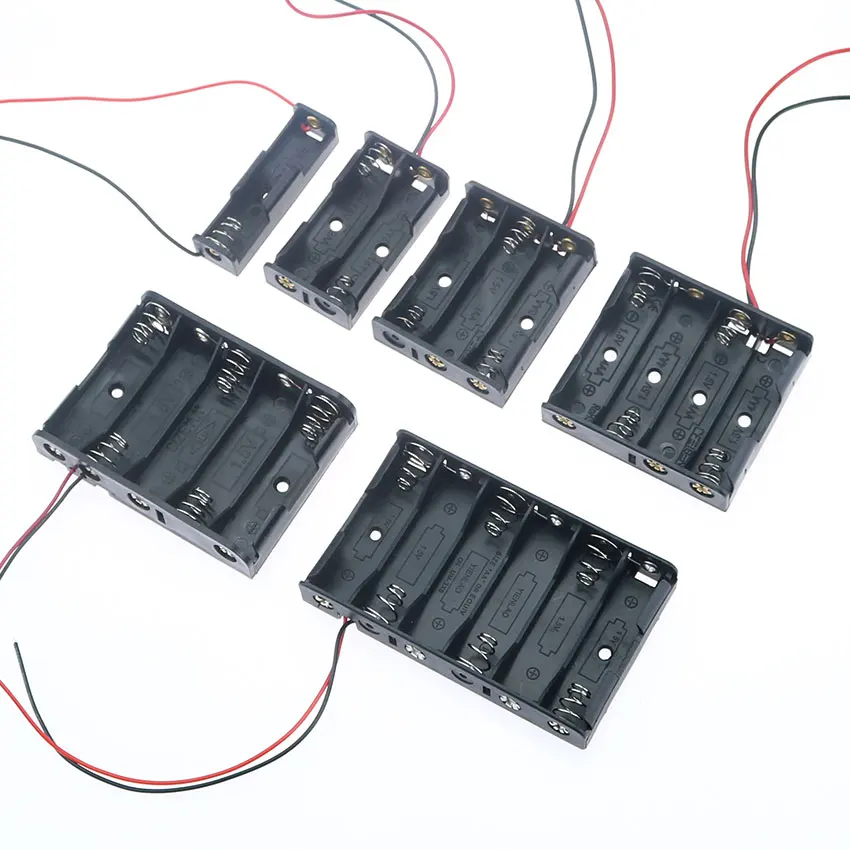 Yuxi 1 Piece AA Battery Case Box 1/2/3/4/5/6 Slots AA Battery Holder AA Storage Box DIY With Leads Series Connection