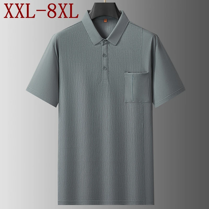 8XL 7XL 6XL 2026 New Summer High End Luxury Cotton Shirts For Man Tops Casual Loose Mens Polo Shirt With Pocket camisa masculina