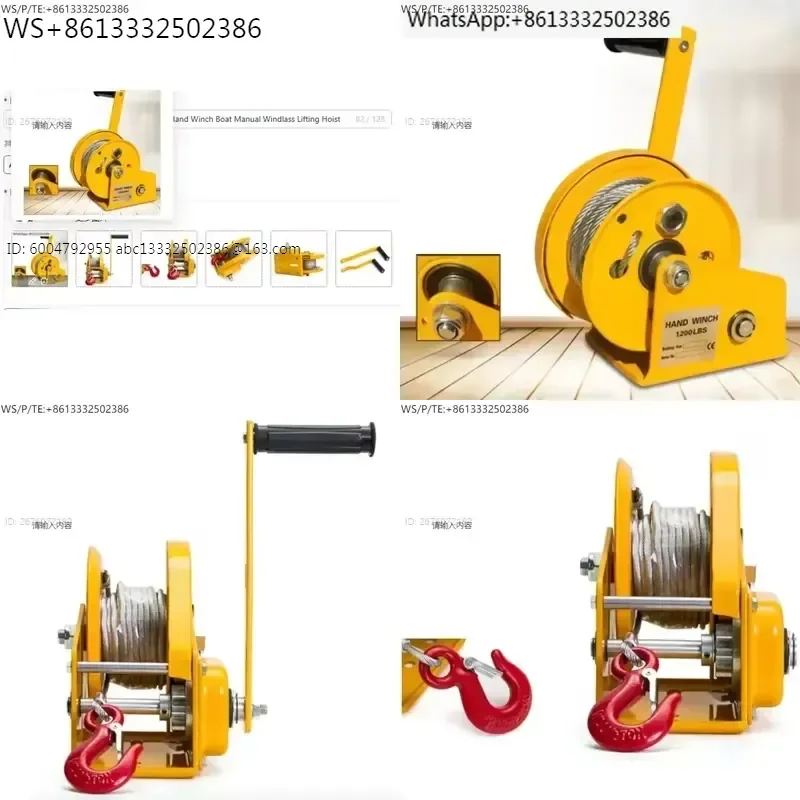 1200LBS Stainless Steel Self-Locking Hand Winch for Boat Manual Windlass Lifting Hoist