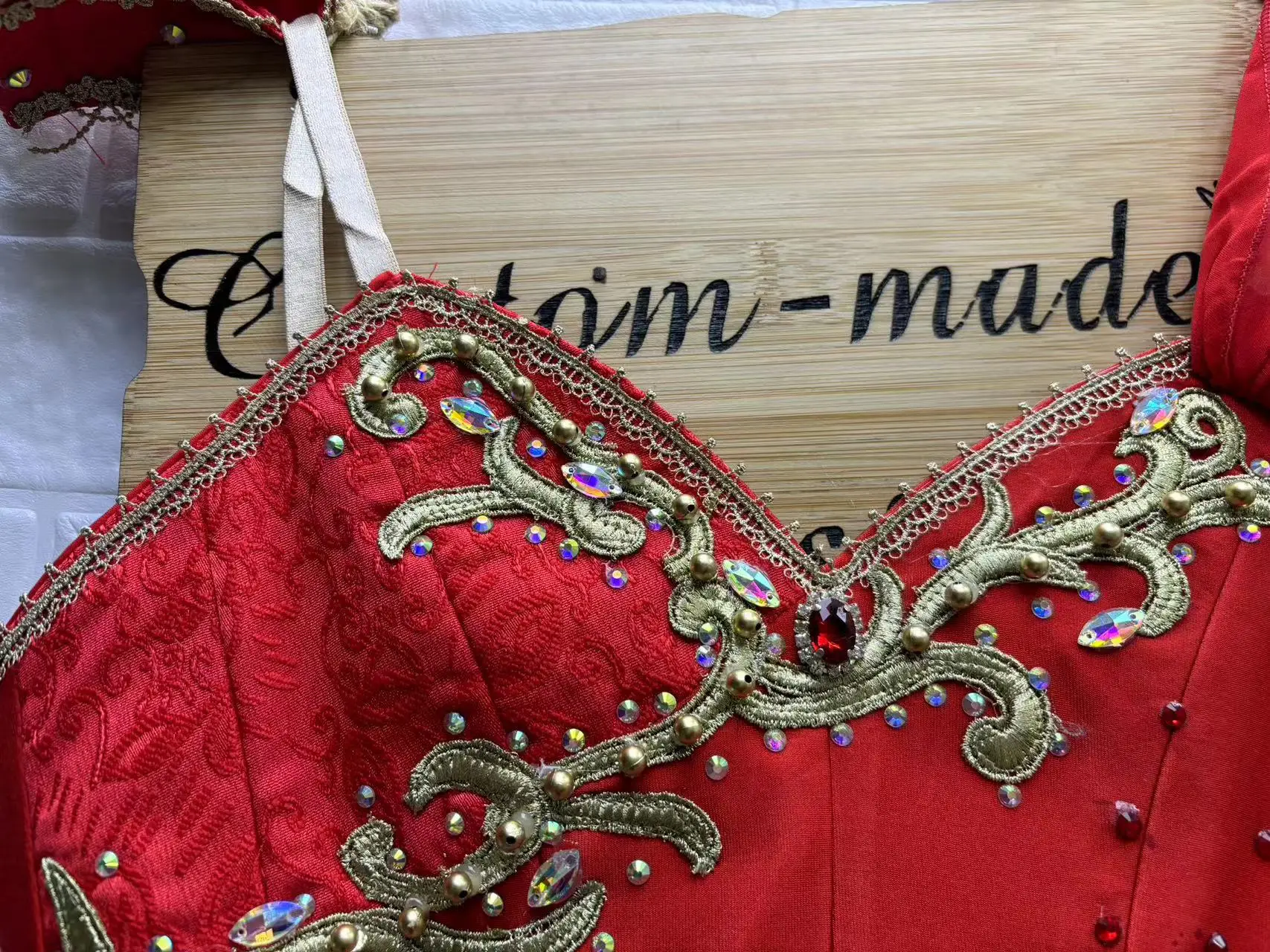 Fine Pattern Custom Size Custom Color Kids Girls Performance Wear Contemporary Red Lyrical Ballet Dress