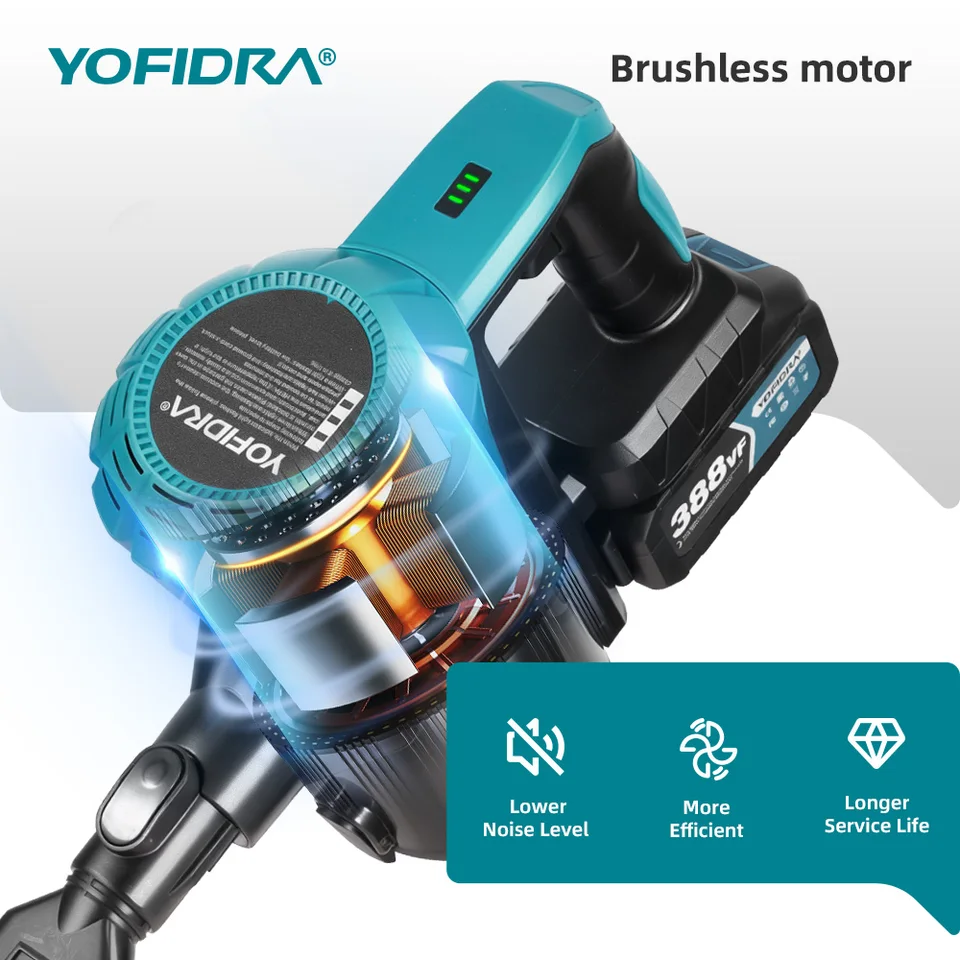 YOFIDRA 1800W ブラシレス掃除機 30KPa 1.5L ポータブル強力吸引 家庭
