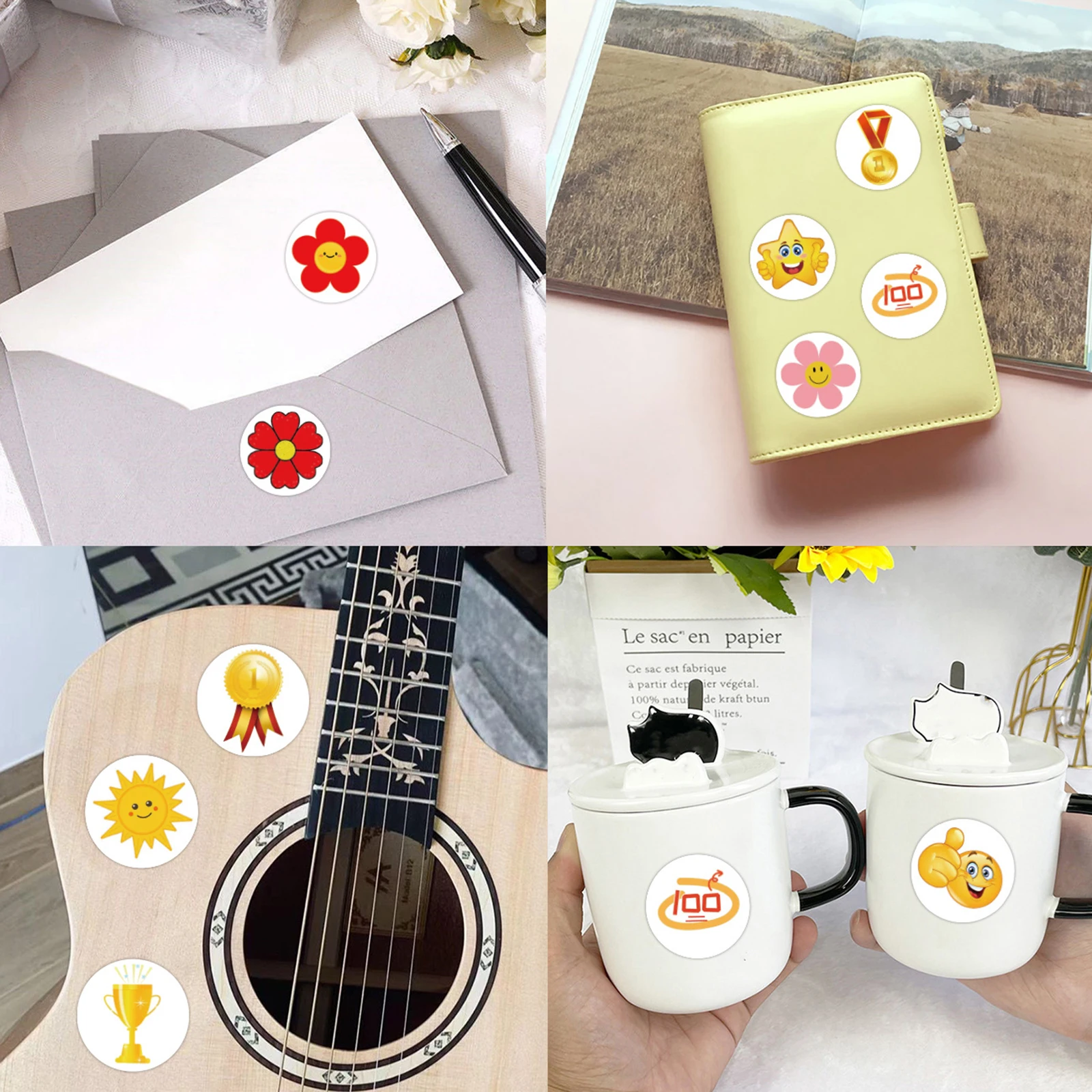 100-500pcs Little Red Flower Reward Stickers Tape Creative School Stationery Cute Kids Toy Stickers Gift decoration label