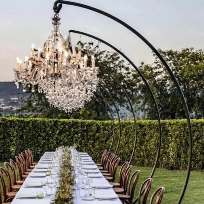 Wedding Props Crystal Chandelier Bracket Metal Iron Semicircle Frame Stand For Outdoor Decoration