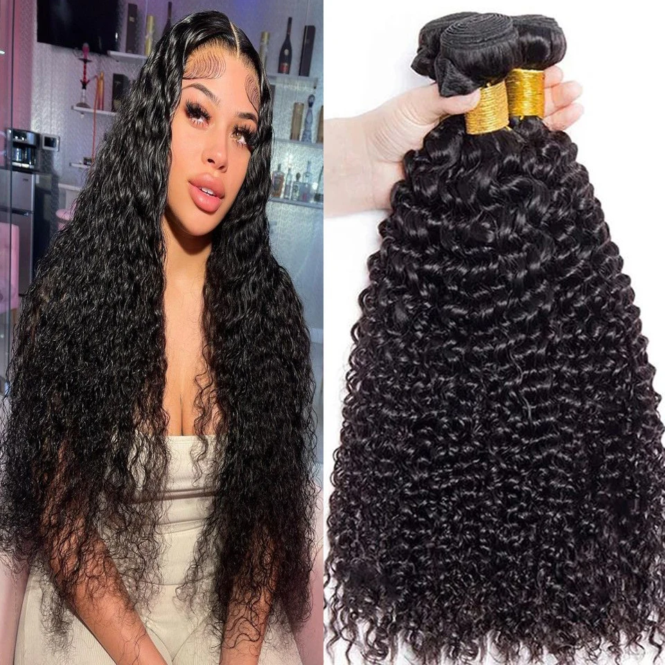 Verworrene lockige Wellen-Menschenhaarbündel, 14–32 Zoll, 1/3 Stück, Remy-Haar, 100 % Echthaar, 10A, peruanisches Haarbündel, Webverlängerungen