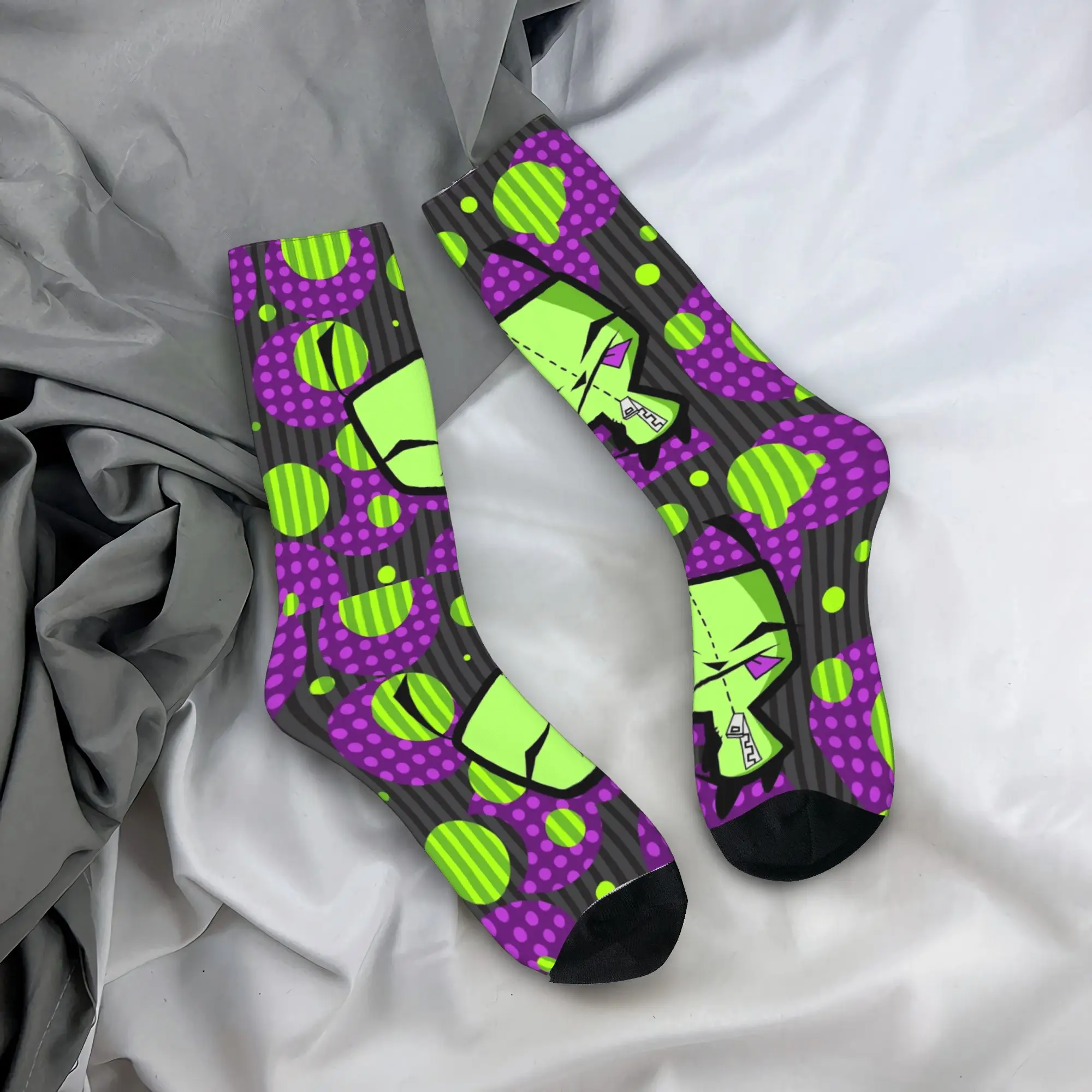 Autumn Winter Harajuku Men's Women's Happy Gir  Invaders Zims  Socks  Non-slip Basketball Socks,