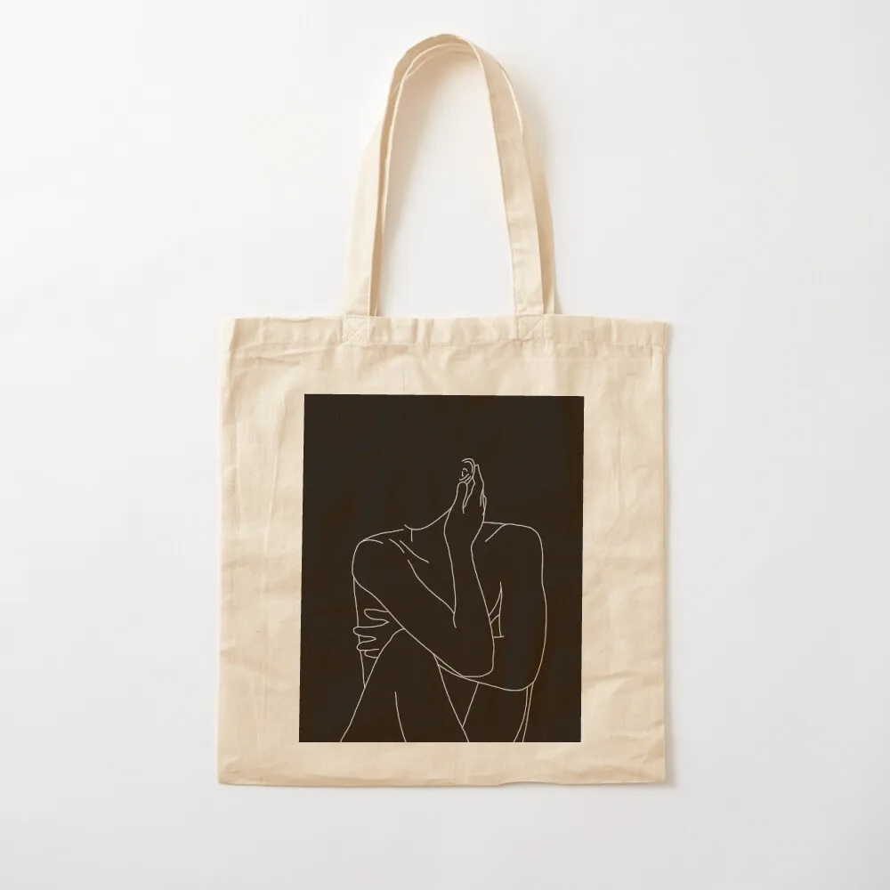 رسم توضيحي لشخصية عارية - حقيبة تسوق سوداء من Celina للمتسوقين حقائب نسائية من القماش بشعار حقيبة تسوق