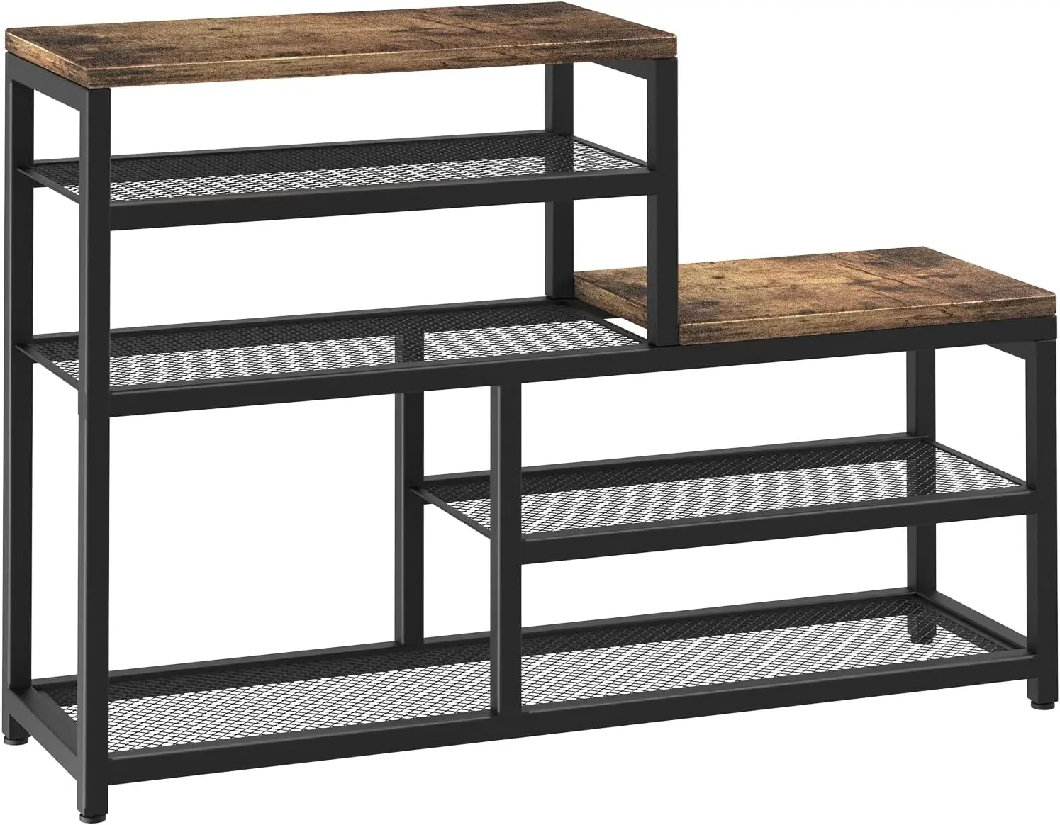 

Shoe Rack Bench Storage Organizer with Seat, 5-Tier Industrial Free Standing Rack for Entryway, Narrow Rack Organ