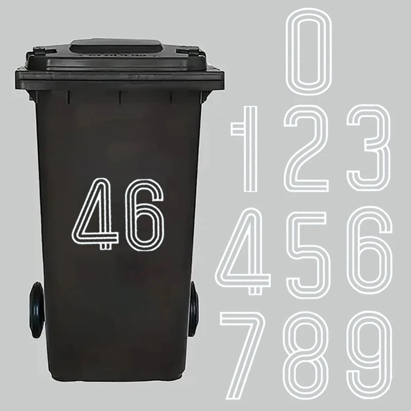 Self-adhesive Waterproof Stripe Number Stickers 0-9 Wheelie Bin Decals for Trash Can Garage Mailboxes Indoor Outdoor Use