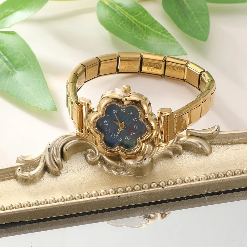 Flower Oval Shape High Quality Stainless Steel Watch Bracelet Women Men's 9MM DIY Italian Charm Y2K Watch Head Bangle Jewelry