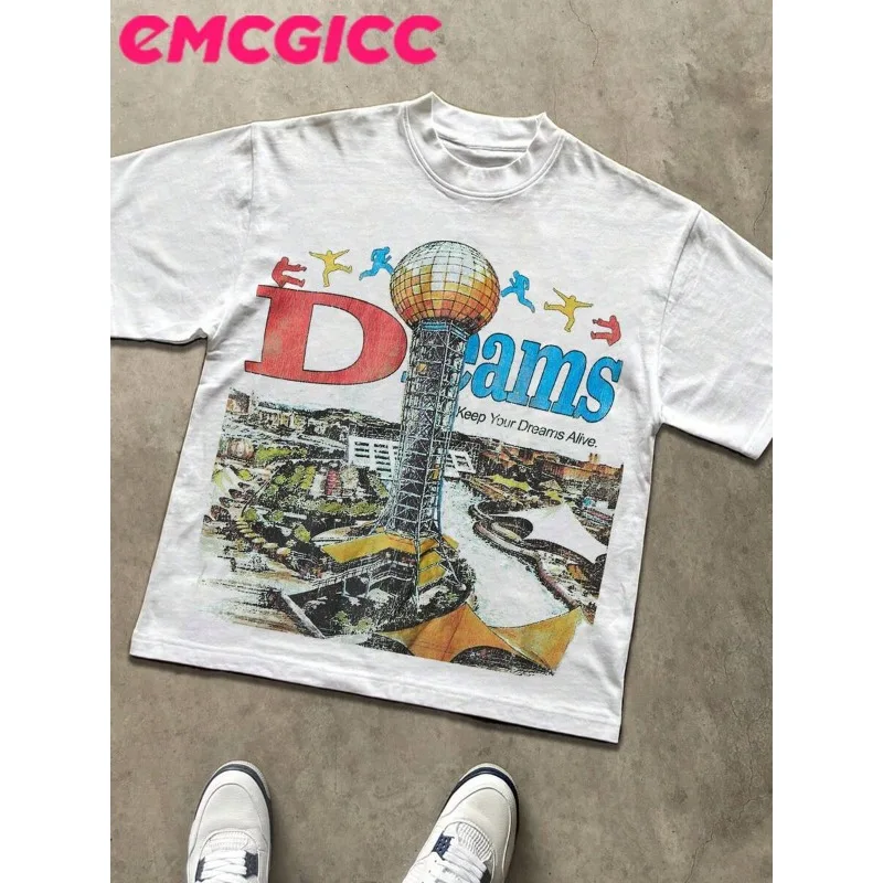 Y2k Art Punk Graphic Short Sleeve Cotton T-Shirts,Hip-Hop Street Style Art Punk Funny Vintage Shirts,Regular Fit,Digital Print