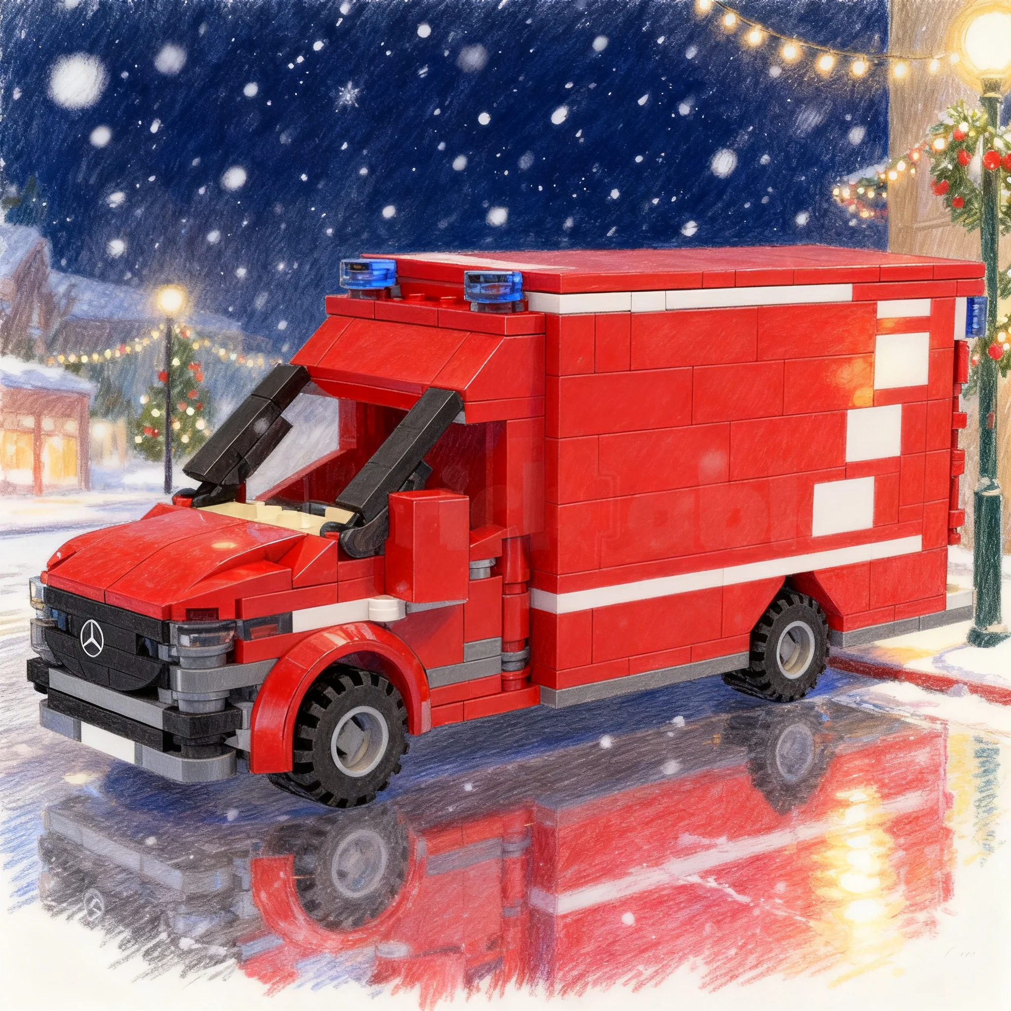 366pcs MOC City Hospital Mercedesss Sprinter Ambulance Model Building Blocks Christmas Gift Toy Collection Idea DIY Birthday