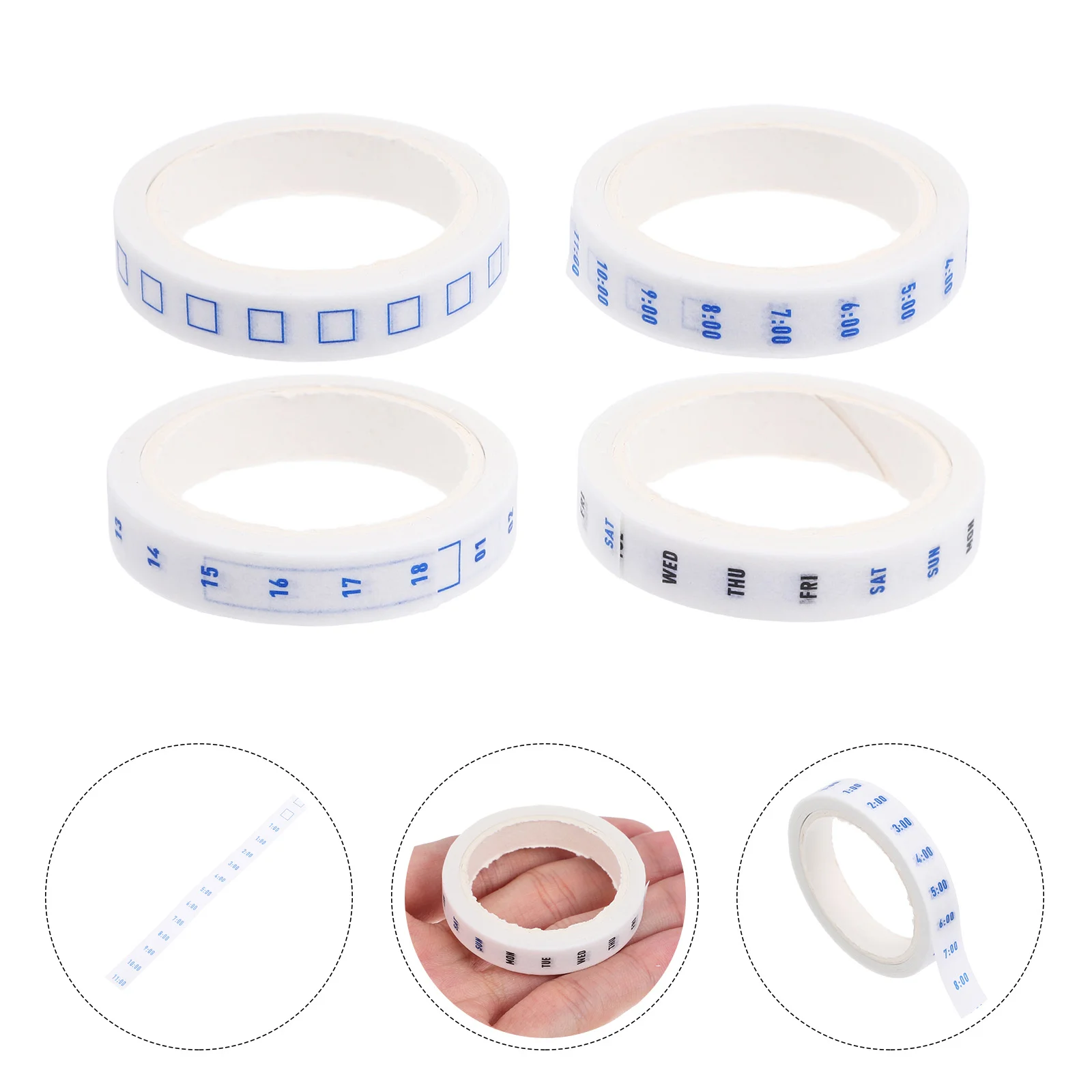 

4 Rolls Time Washi Tape Decorative Planner Adhesive Sticker Journaling Scrapbooking Cute Stationary Kawaii Thin Craft