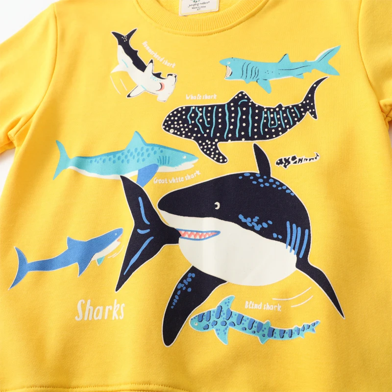 TUONXYE Boys Long Sleeve Sweatshirts Cartoon Luminous Shark Dinosaur Knitting Breathable Soft Cotton Children Top Clothes