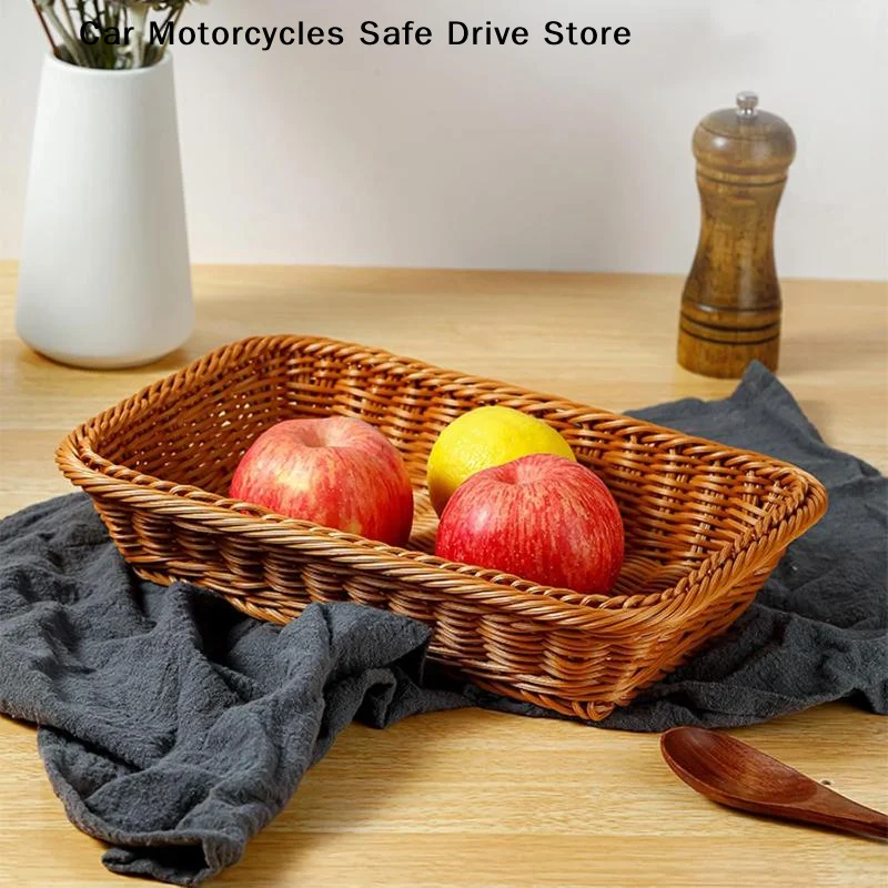 【M】Woven Rattan Storage Basket With Sturdy Structure Large Capacity For Kitchen Pantry Bathroom Closet Organization