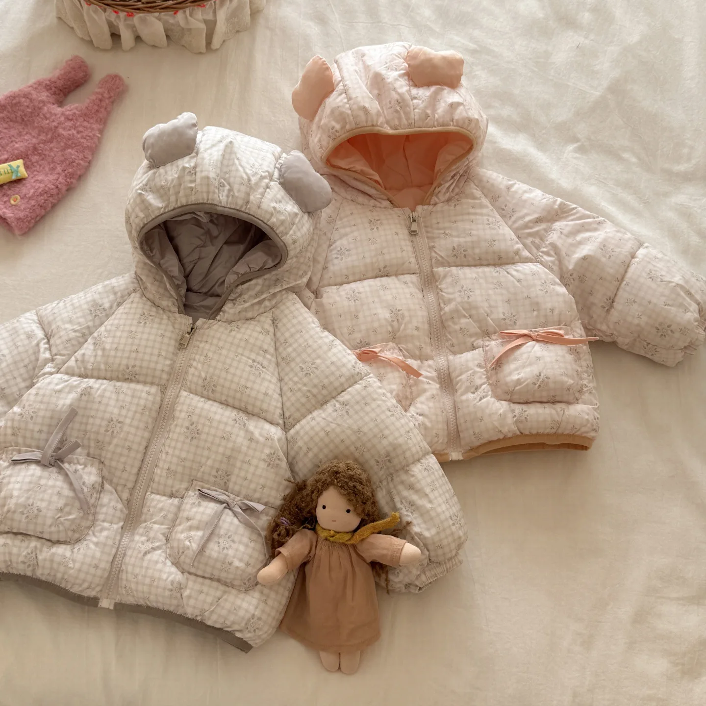 2026 Forest Style Baby Girl Hooded Floral Padded Coat Girls Fall Winter New Thick Down Jacket Stylish Padded Coat