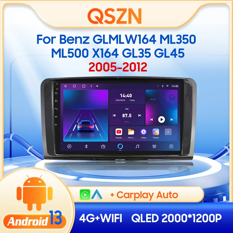 

Мультимедийный видеоплеер QSZN для Benz GL ML350 GL320 X164 W164 05-12, 2din, Android 13,0, автомобильное радио, GPS-навигация, 4G, головка Carplay