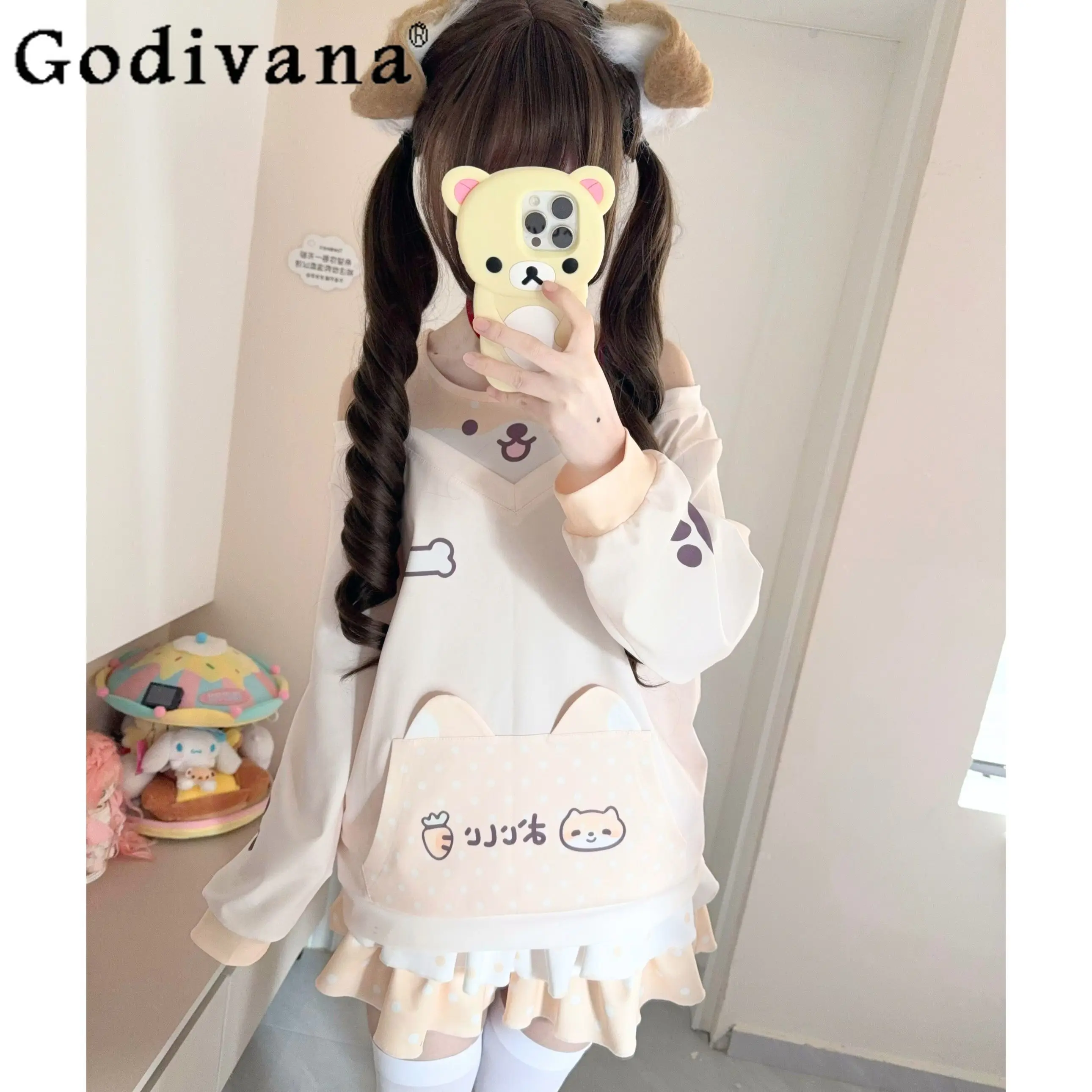 

Оригинальный комплект из двух предметов для девочек в стиле Y2K: юбка и топ. Милая одежда для школьниц и дочерей: свитшот с длинными рукавами и открытыми плечами. Весенняя коллекция.