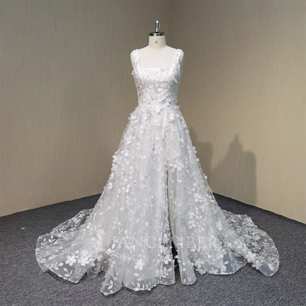 Newest Wedding Dress A-line Lace For Bride Elegant With Sleeveless Side Slip Customized Plus Sizes Vestidos De Novias