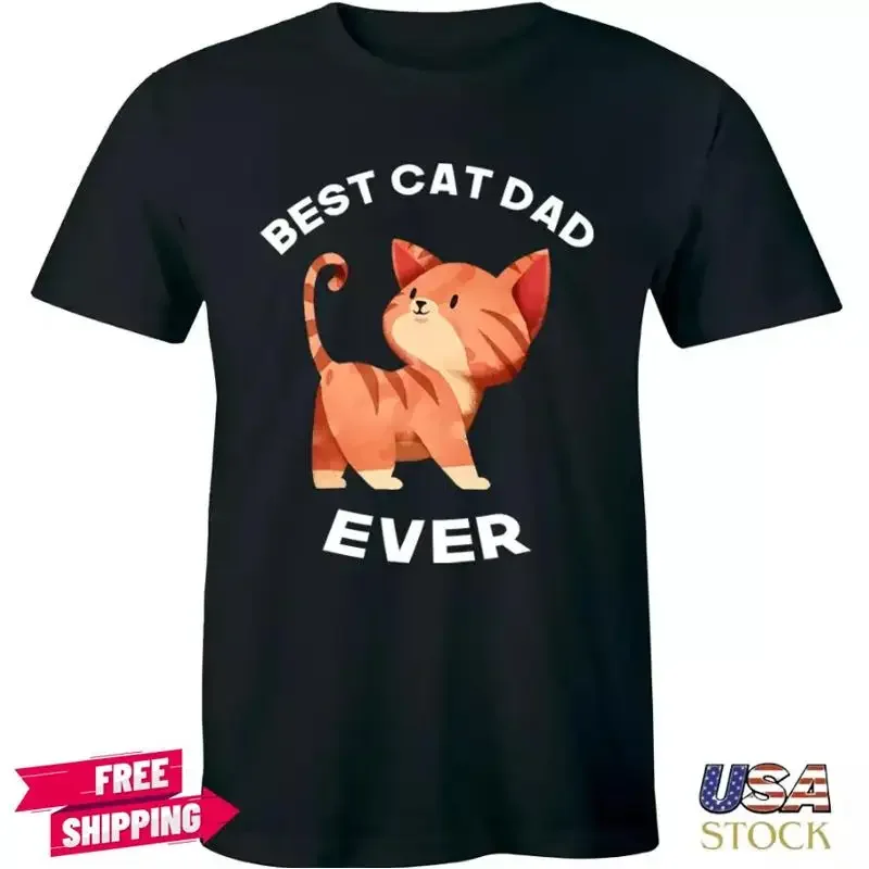 Mens Best Cat Dad Ever Face T Shirt Funny Cats Shirts Humor Webp