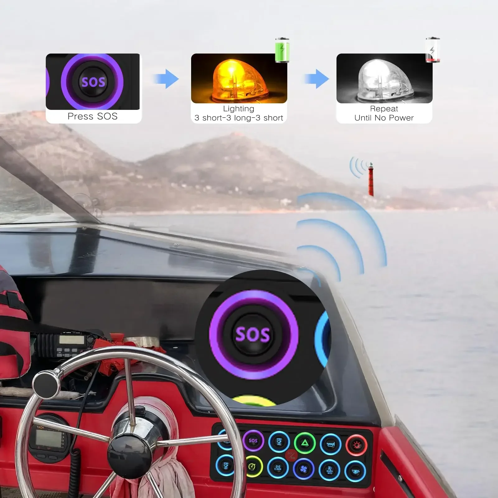 

New IP68 60A 12 Gang RGB Touch Switch Panel LED 4 Modes 8 Colors Backlight Waterproof Circuit Control Car Relay Switch