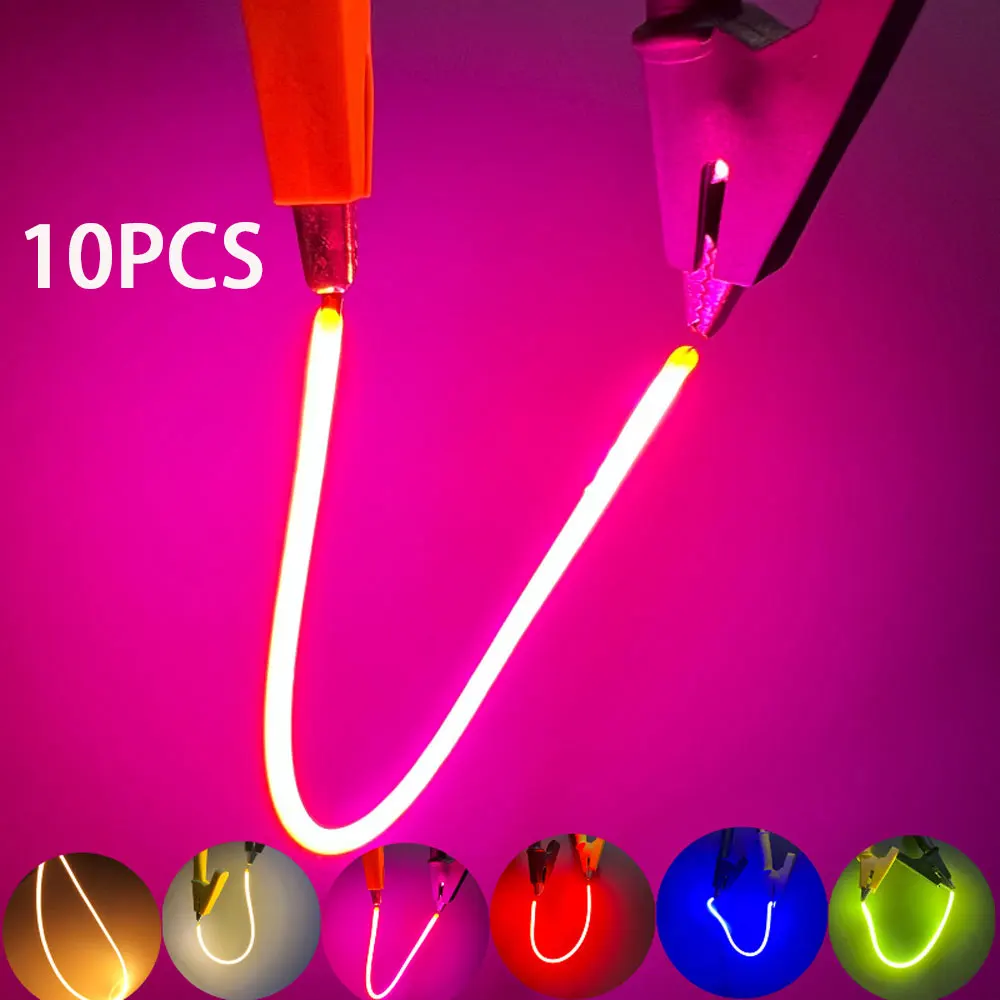 10PCS LED Soft Filament Edison Bulb Light Parts DC3V 80/130/255/300MM LED Diode Flexible Filament DIY Christmas Decoration Light